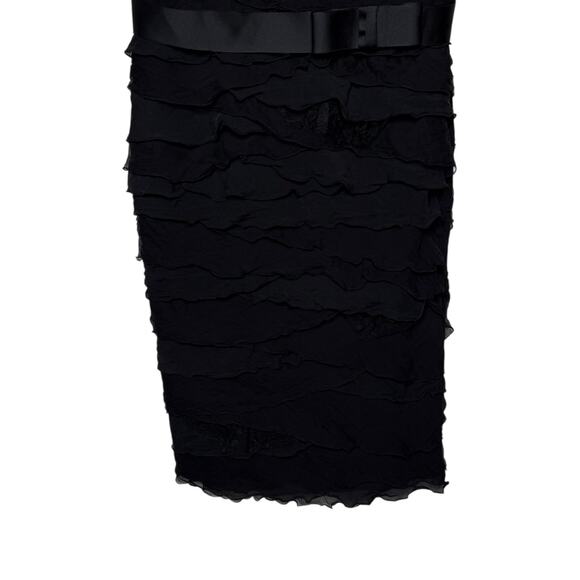 Tadashi Shoji Silk Chiffon Ruffle Off the Shoulder Sheath Dress Black size 6 - Picture 4 of 8